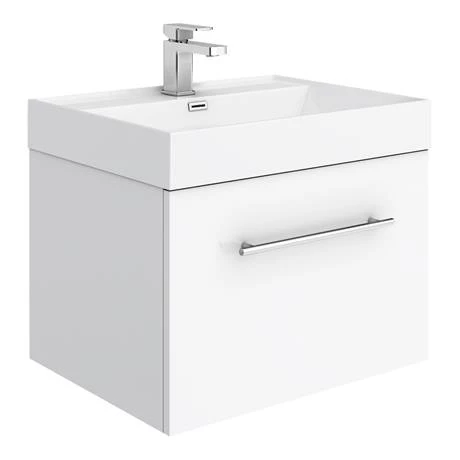 Valencia Bathroom Suite (Toilet, White Vanity with Chrome Handle, L-Shaped Bath + Screen) 4 Valencia Bathroom Suite (Toilet, White Vanity with Chrome Handle, L-Shaped Bath + Screen) - Image 2