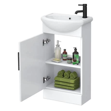 Venice Gloss White Vanity Unit Cloakroom Suite w. Matt Black Handle 4 Venice Gloss White Vanity Unit Cloakroom Suite w. Matt Black Handle - Image 2