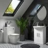 Venice 560mm Gloss White Vanity Unit with Matt Black Handles + Toilet Package -Cloakroom Suites Shop VN56WCPK p