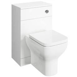 Venice 665mm Gloss White Vanity Unit with Brushed Brass Handles + Toilet Package -Cloakroom Suites Shop VN65BBWCPK d2 460