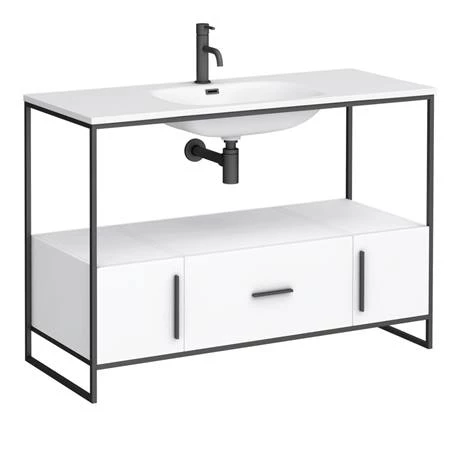 Venice 1200 Black Frame Basin Washstand with Toilet 4 Venice 1200 Black Frame Basin Washstand with Toilet - Image 2