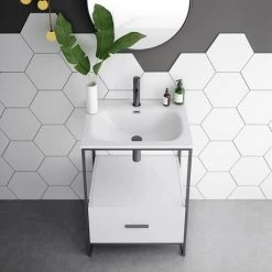 Venice 600 Black Frame Basin Washstand with Toilet 11 Venice 600 Black Frame Basin Washstand with Toilet -Cloakroom Suites Shop VWS6BS n d3 460