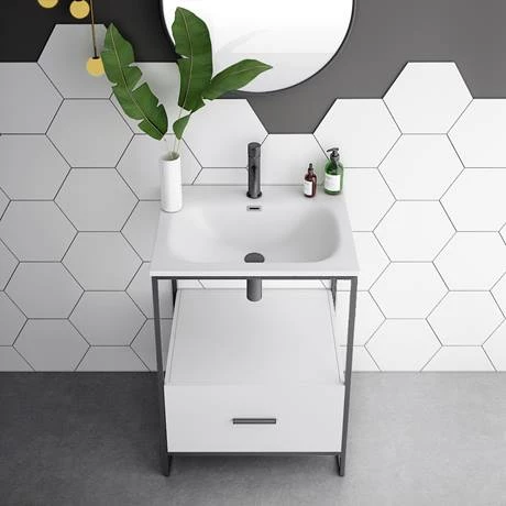 Venice 600 Black Frame Basin Washstand with Toilet 6 Venice 600 Black Frame Basin Washstand with Toilet - Image 4