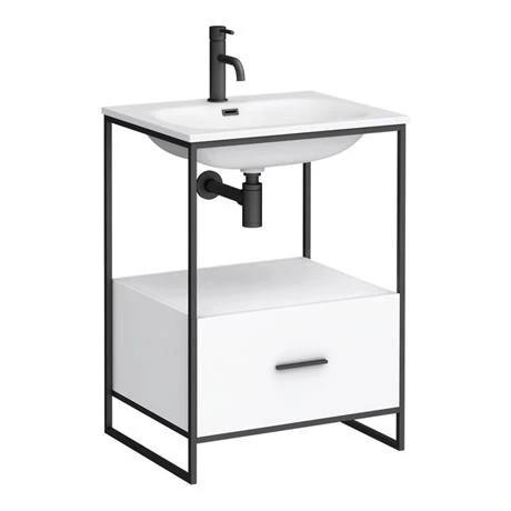 Venice 600 Black Frame Basin Washstand with Toilet 4 Venice 600 Black Frame Basin Washstand with Toilet - Image 2